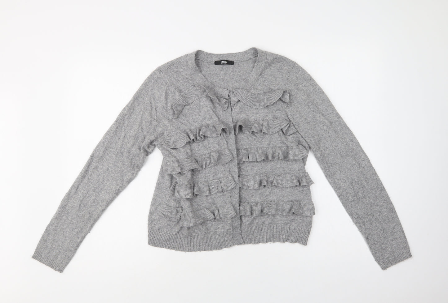 M&S Womens Grey Round Neck  Polyamide Cardigan Jumper Size 14