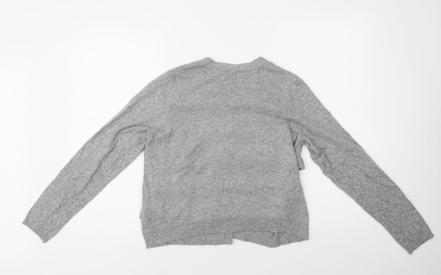 M&S Womens Grey Round Neck  Polyamide Cardigan Jumper Size 14