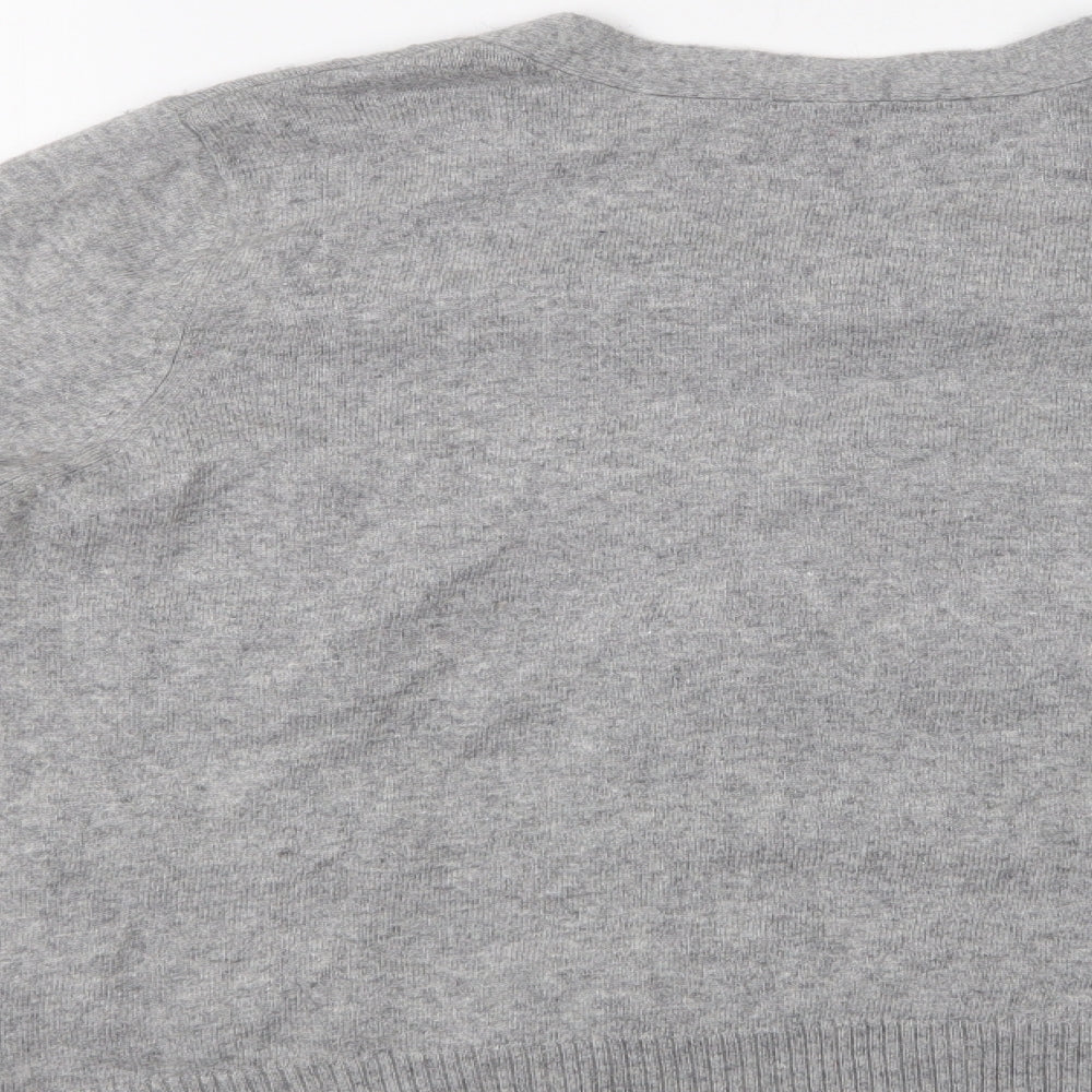 M&S Womens Grey Round Neck  Polyamide Cardigan Jumper Size 14