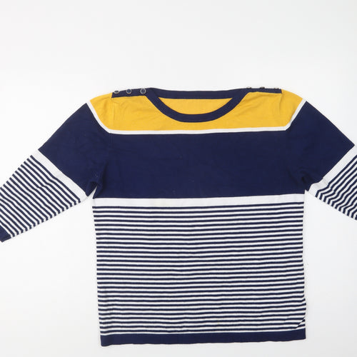 Preworn Womens Blue Boat Neck Striped  Pullover Jumper Size L