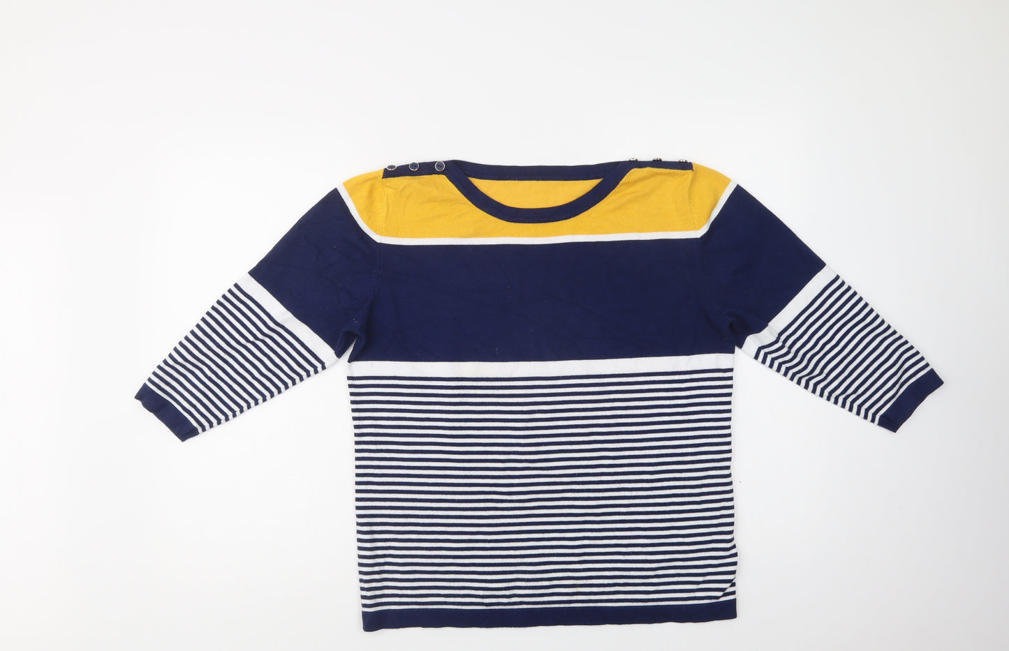 Preworn Womens Blue Boat Neck Striped  Pullover Jumper Size L