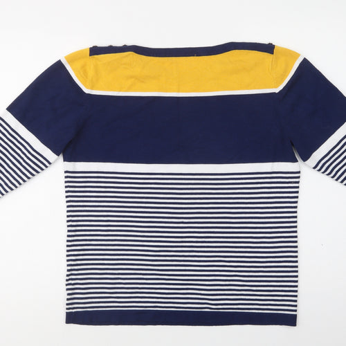Preworn Womens Blue Boat Neck Striped  Pullover Jumper Size L