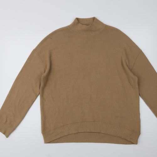 New Look Womens Beige Mock Neck  Viscose Pullover Jumper Size M