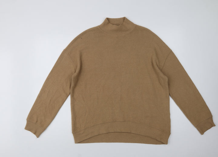New Look Womens Beige Mock Neck  Viscose Pullover Jumper Size M