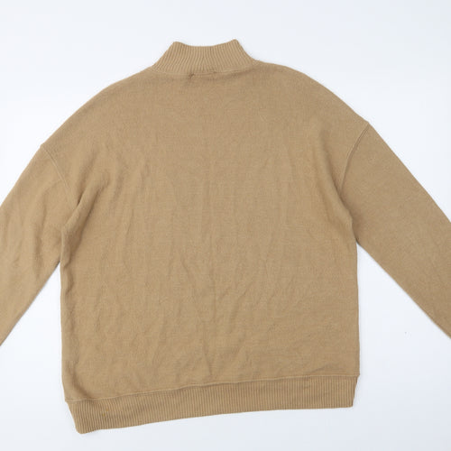 New Look Womens Beige Mock Neck  Viscose Pullover Jumper Size M