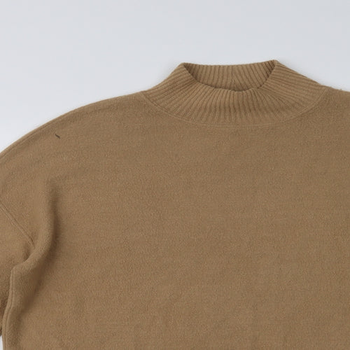 New Look Womens Beige Mock Neck  Viscose Pullover Jumper Size M