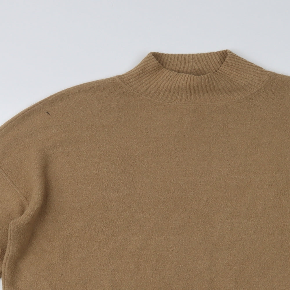 New Look Womens Beige Mock Neck  Viscose Pullover Jumper Size M