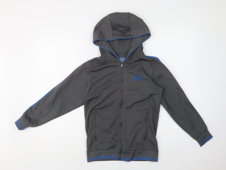 Lonsdale Boys Grey Polyester Full Zip Hoodie Size 7-8 Years Zip