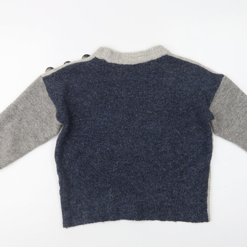 M&S Womens Grey Crew Neck  Acrylic Pullover Jumper Size S