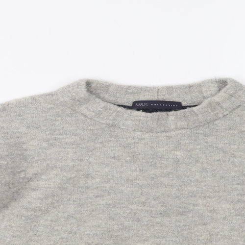 M&S Womens Grey Crew Neck  Acrylic Pullover Jumper Size S