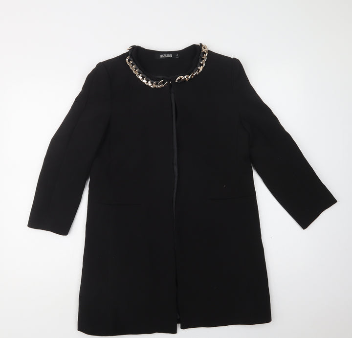 Missguided Womens Black Overcoat Blazer Size 8 Hook & Eye