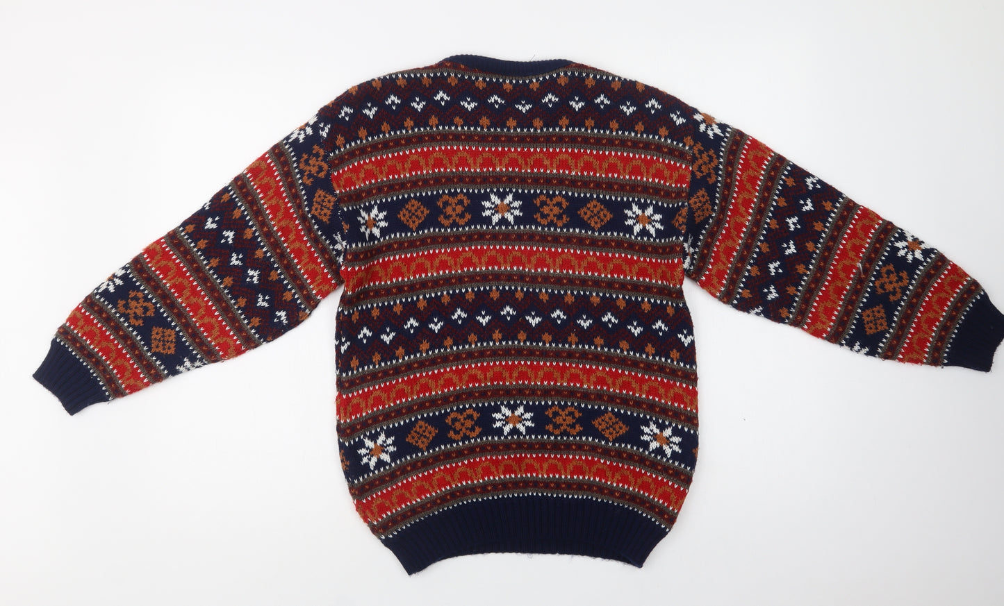 Visions London Womens Multicoloured Crew Neck Fair Isle Acrylic Pullover Jumper Size M