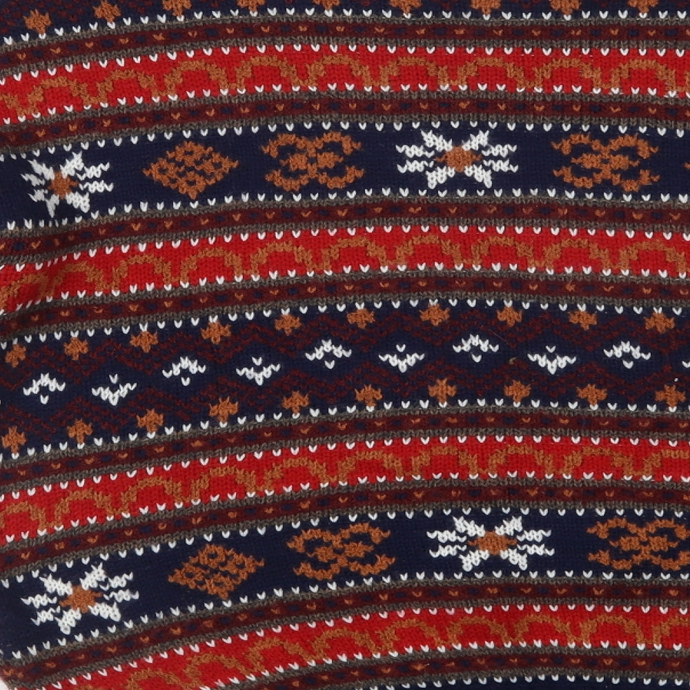 Visions London Womens Multicoloured Crew Neck Fair Isle Acrylic Pullover Jumper Size M