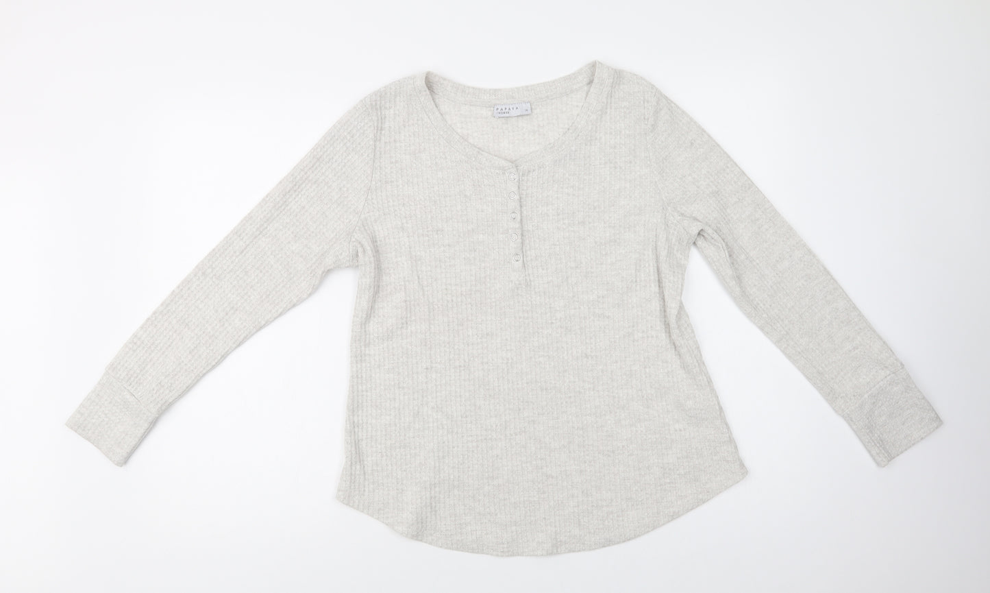Papaya Womens Grey  Polyester Top Lounge Set Size 14  Button