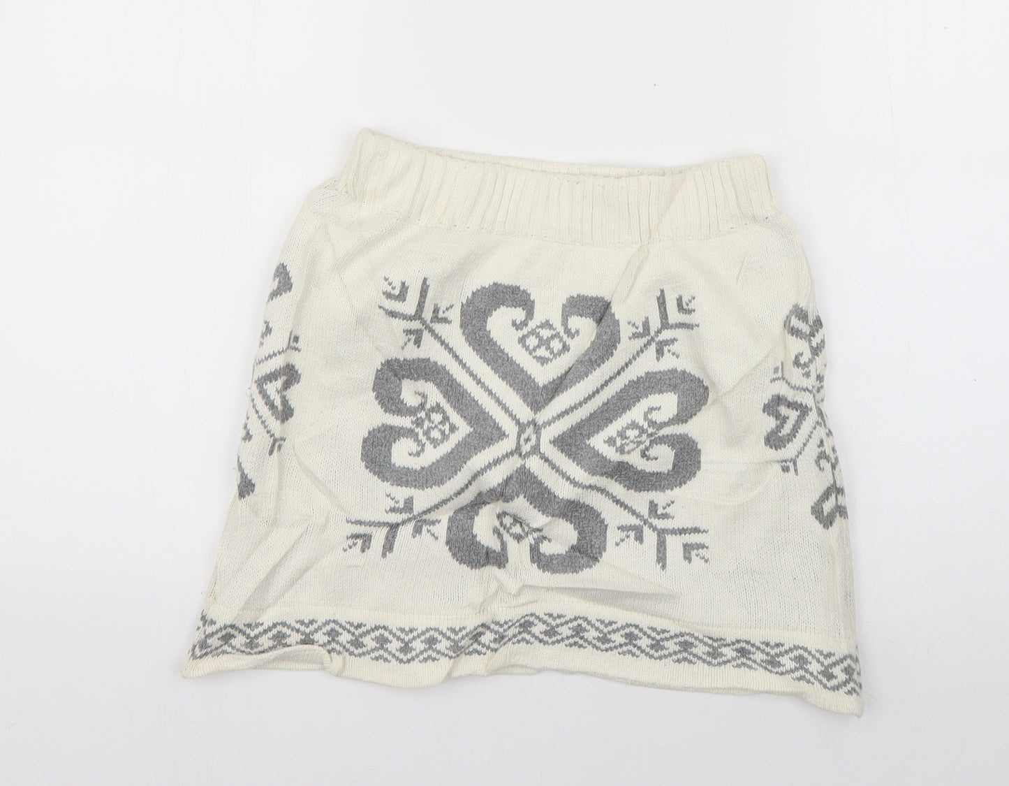 Preworn Womens Ivory  Cotton Mini Skirt Size 10