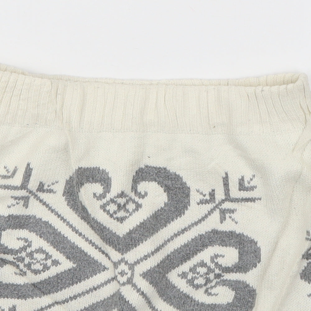 Preworn Womens Ivory  Cotton Mini Skirt Size 10