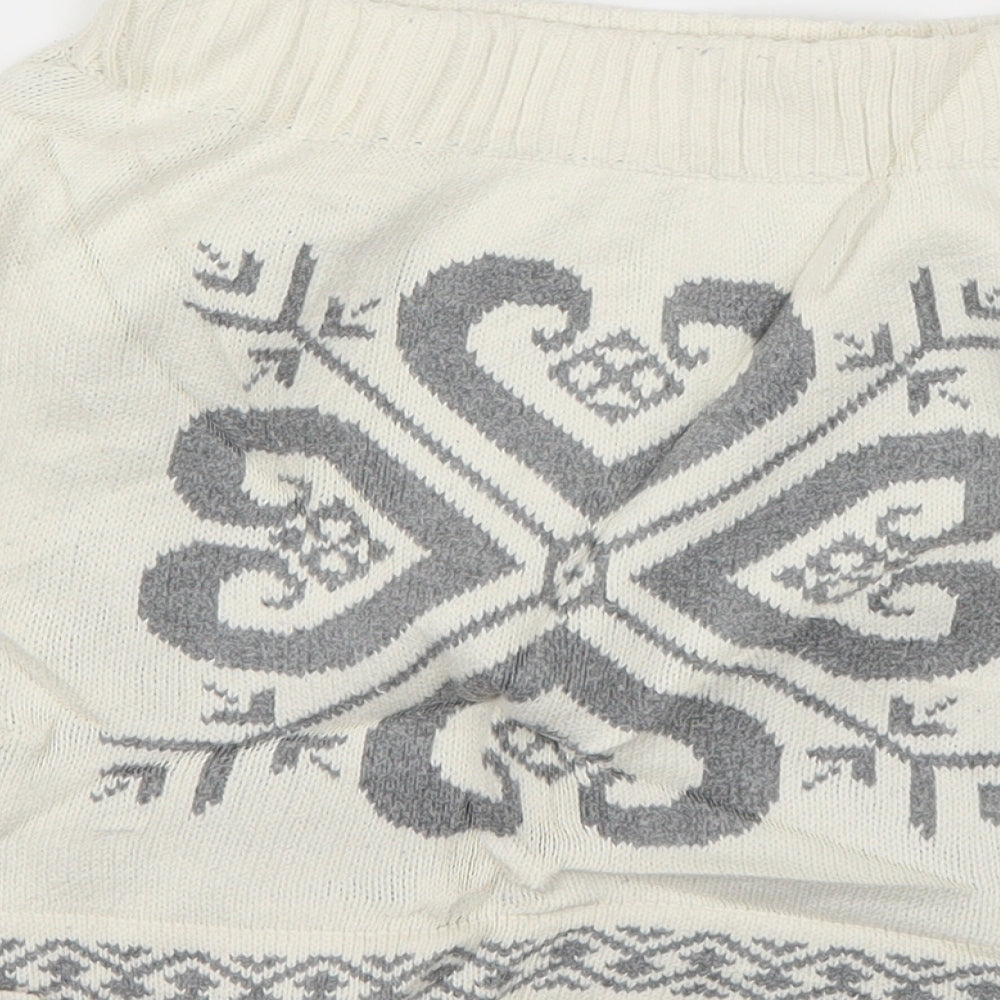 Preworn Womens Ivory  Cotton Mini Skirt Size 10