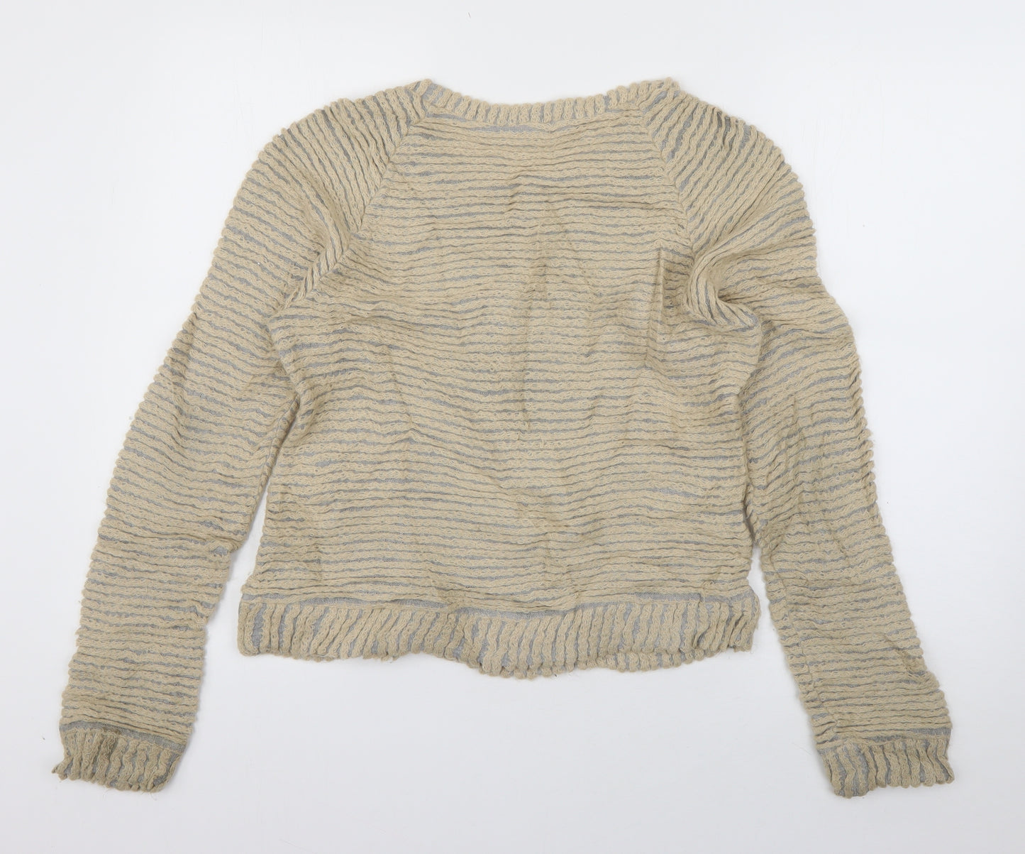 L'AGENCE Womens Beige Boat Neck Striped Viscose Pullover Jumper Size S