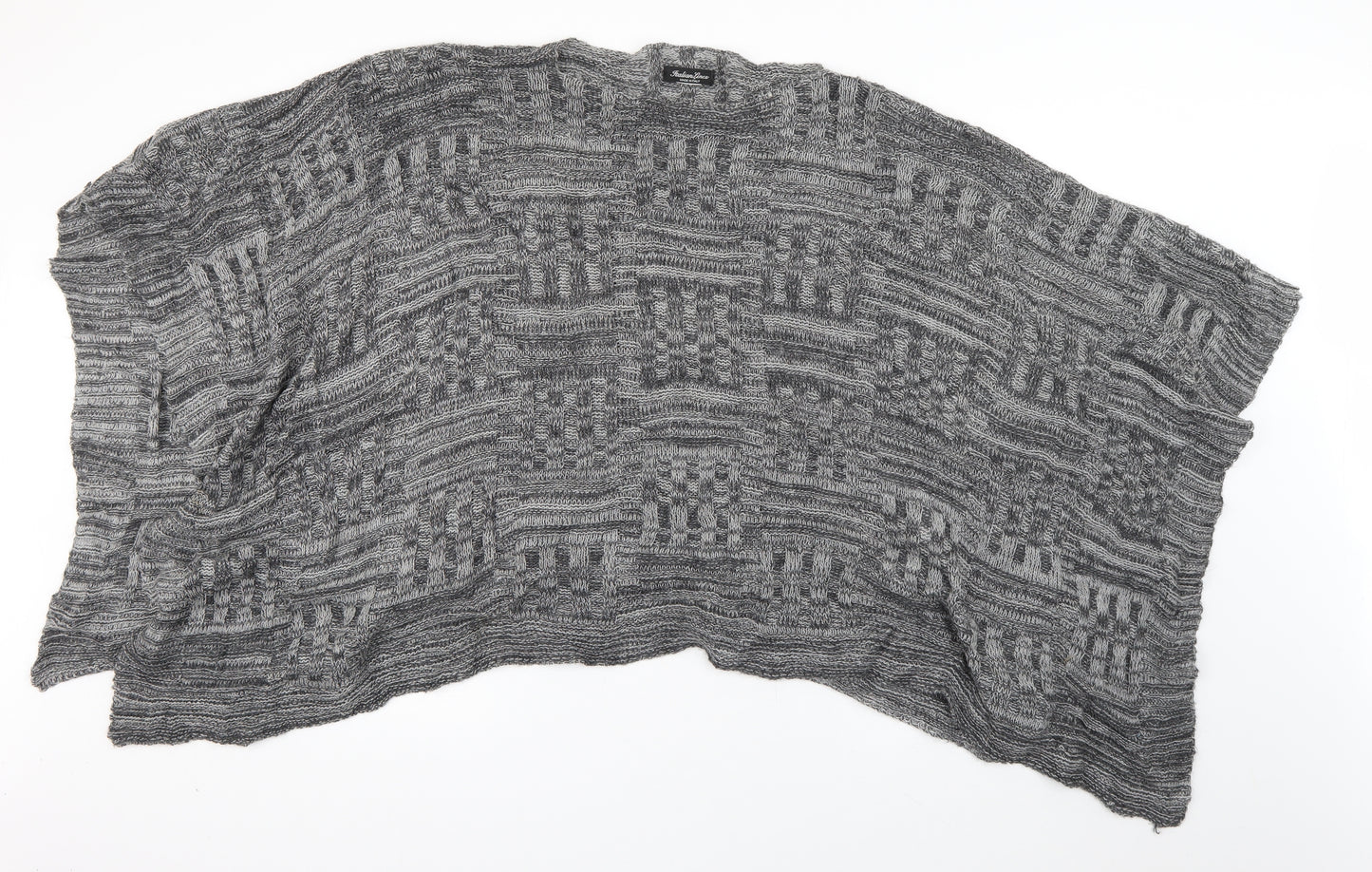 Italian Lines Womens Grey Round Neck  Acrylic Pullover Jumper One Size