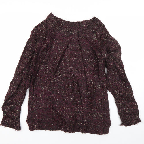 Atmosphere Womens Purple Boat Neck  Acrylic Pullover Jumper Size 8