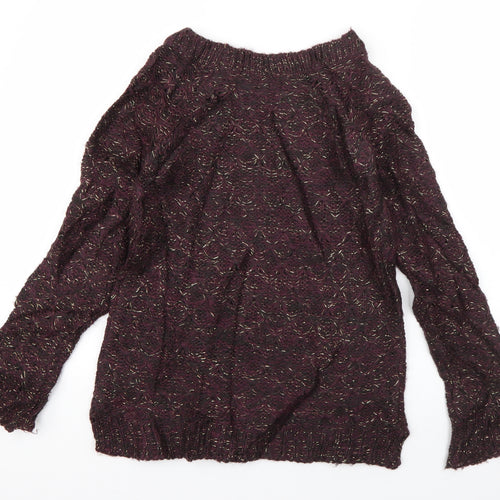 Atmosphere Womens Purple Boat Neck  Acrylic Pullover Jumper Size 8