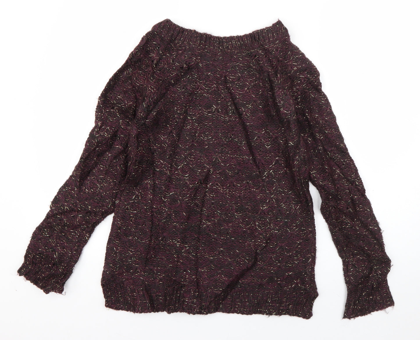Atmosphere Womens Purple Boat Neck  Acrylic Pullover Jumper Size 8