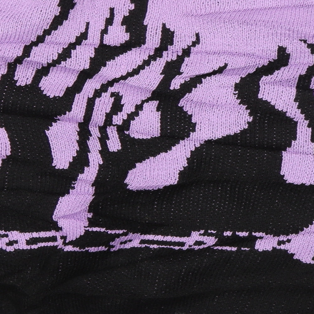 Fanjiuniu Womens Purple Crew Neck  Acrylic Pullover Jumper Size M   - Flames