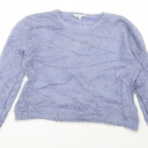 Peacocks Womens Blue Boat Neck  Nylon Pullover Jumper Size L