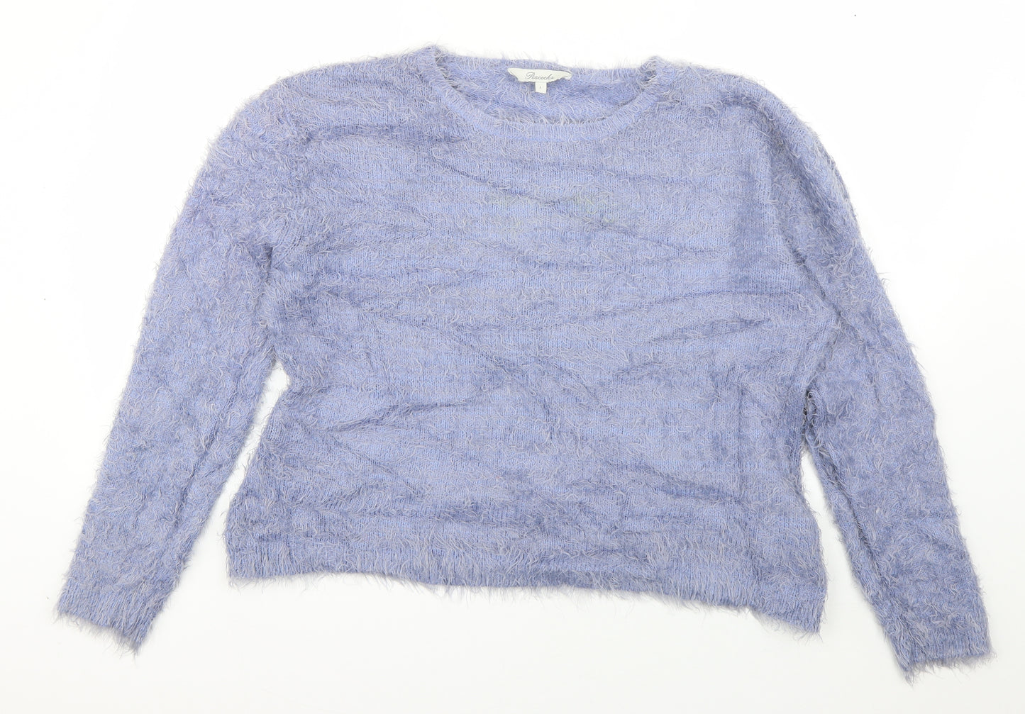 Peacocks Womens Blue Boat Neck  Nylon Pullover Jumper Size L