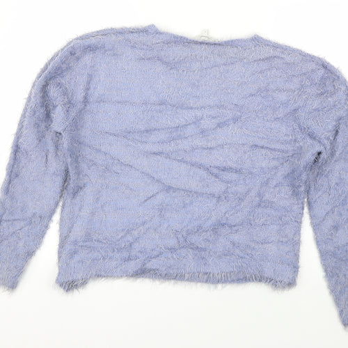 Peacocks Womens Blue Boat Neck  Nylon Pullover Jumper Size L
