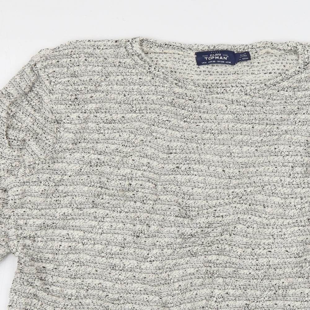 Topman Womens Ivory Boat Neck Striped Cotton Pullover Jumper Size M