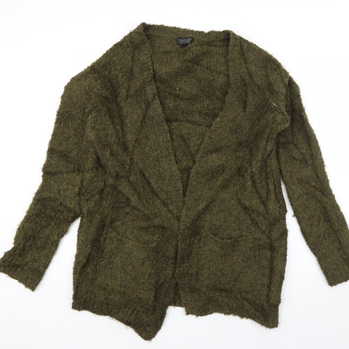 Topshop Womens Green Boat Neck  Acrylic Cardigan Jumper Size 8