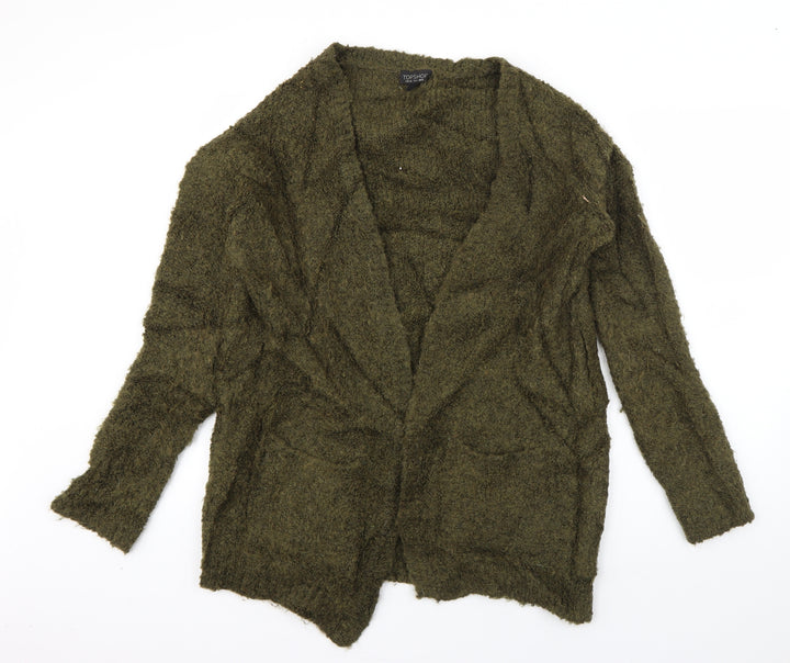 Topshop Womens Green Boat Neck Acrylic Cardigan Jumper Size 8