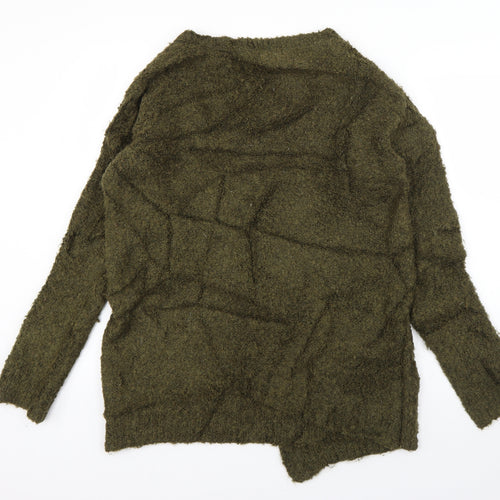 Topshop Womens Green Boat Neck  Acrylic Cardigan Jumper Size 8