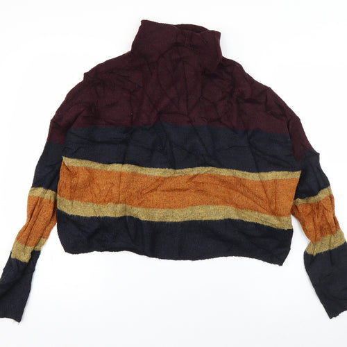 New Look Womens Multicoloured High Neck Striped Acrylic Pullover Jumper Size S