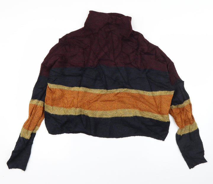 New Look Womens Multicoloured High Neck Striped Acrylic Pullover Jumper Size S