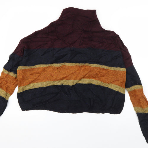 New Look Womens Multicoloured High Neck Striped Acrylic Pullover Jumper Size S