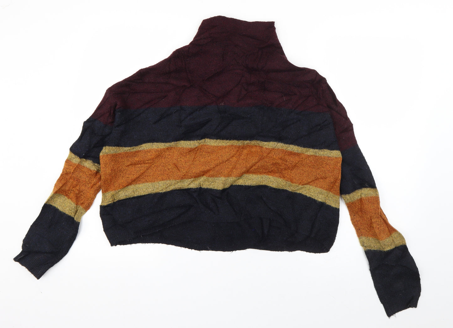 New Look Womens Multicoloured High Neck Striped Acrylic Pullover Jumper Size S