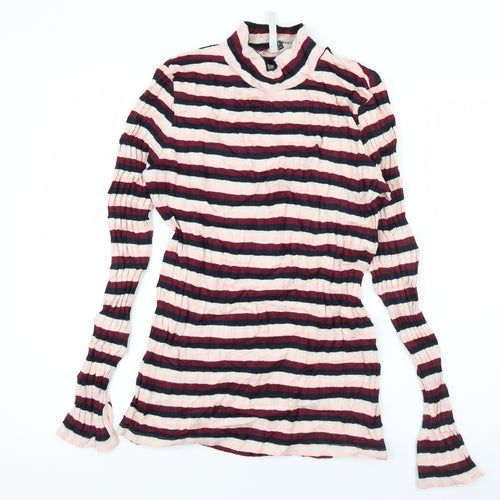 Maison de Nimes Womens Multicoloured High Neck Striped Viscose Pullover Jumper Size 14