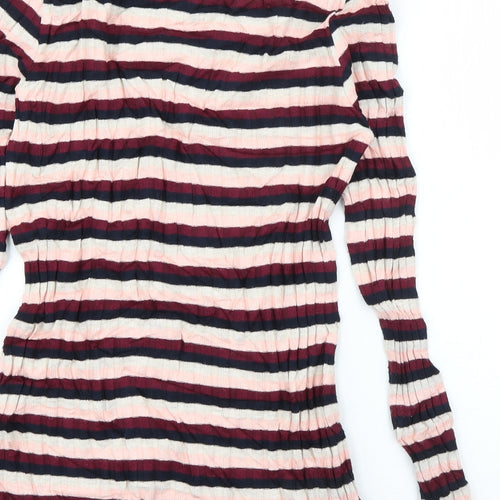Maison de Nimes Womens Multicoloured High Neck Striped Viscose Pullover Jumper Size 14