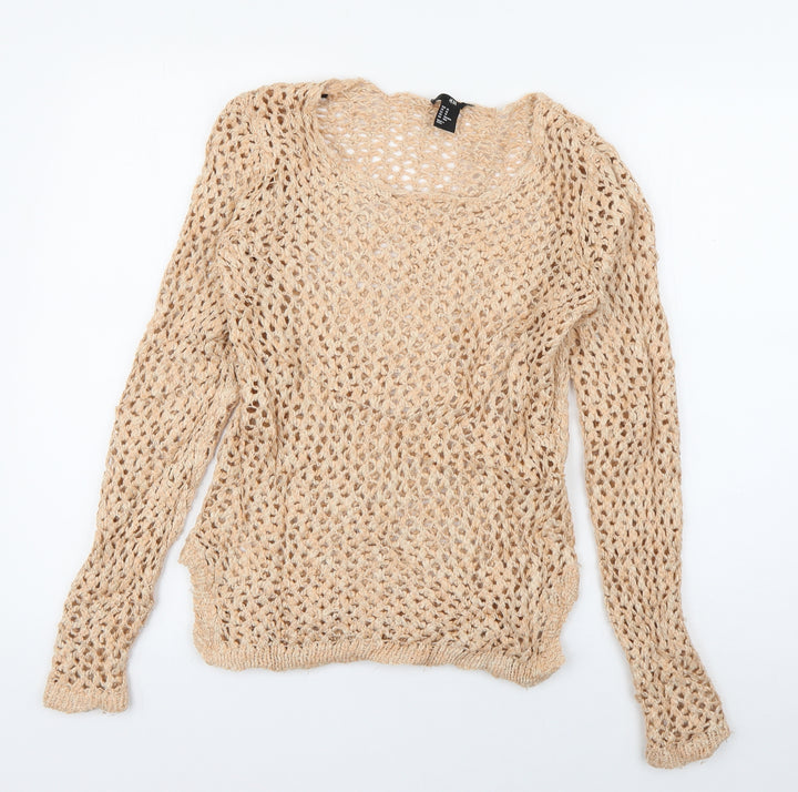 H&M Womens Orange Round Neck  Acrylic Pullover Jumper Size XS