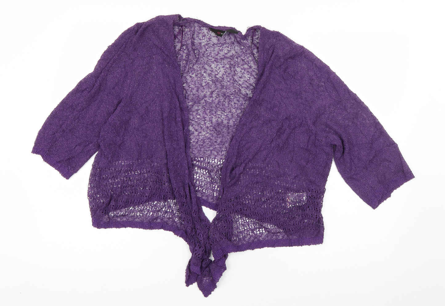 Yours Womens Purple V-Neck  Acrylic Cardigan Jumper Size 20