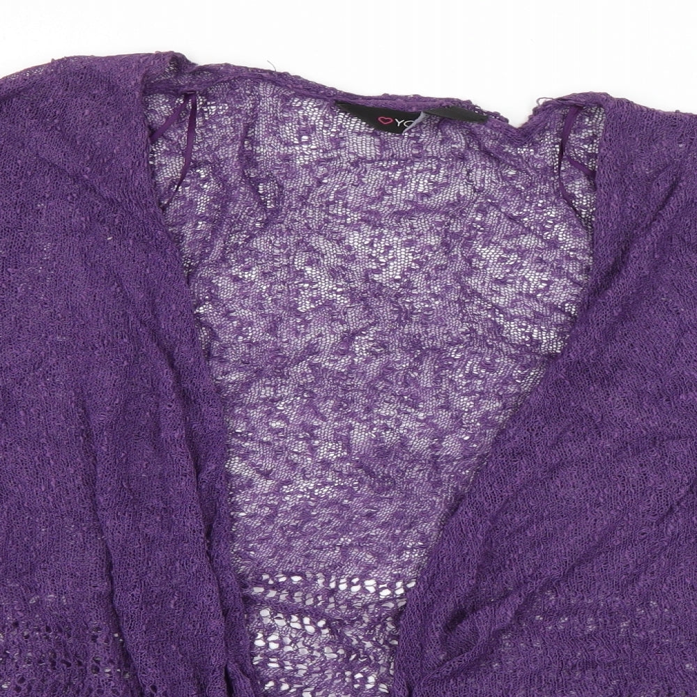 Yours Womens Purple V-Neck  Acrylic Cardigan Jumper Size 20