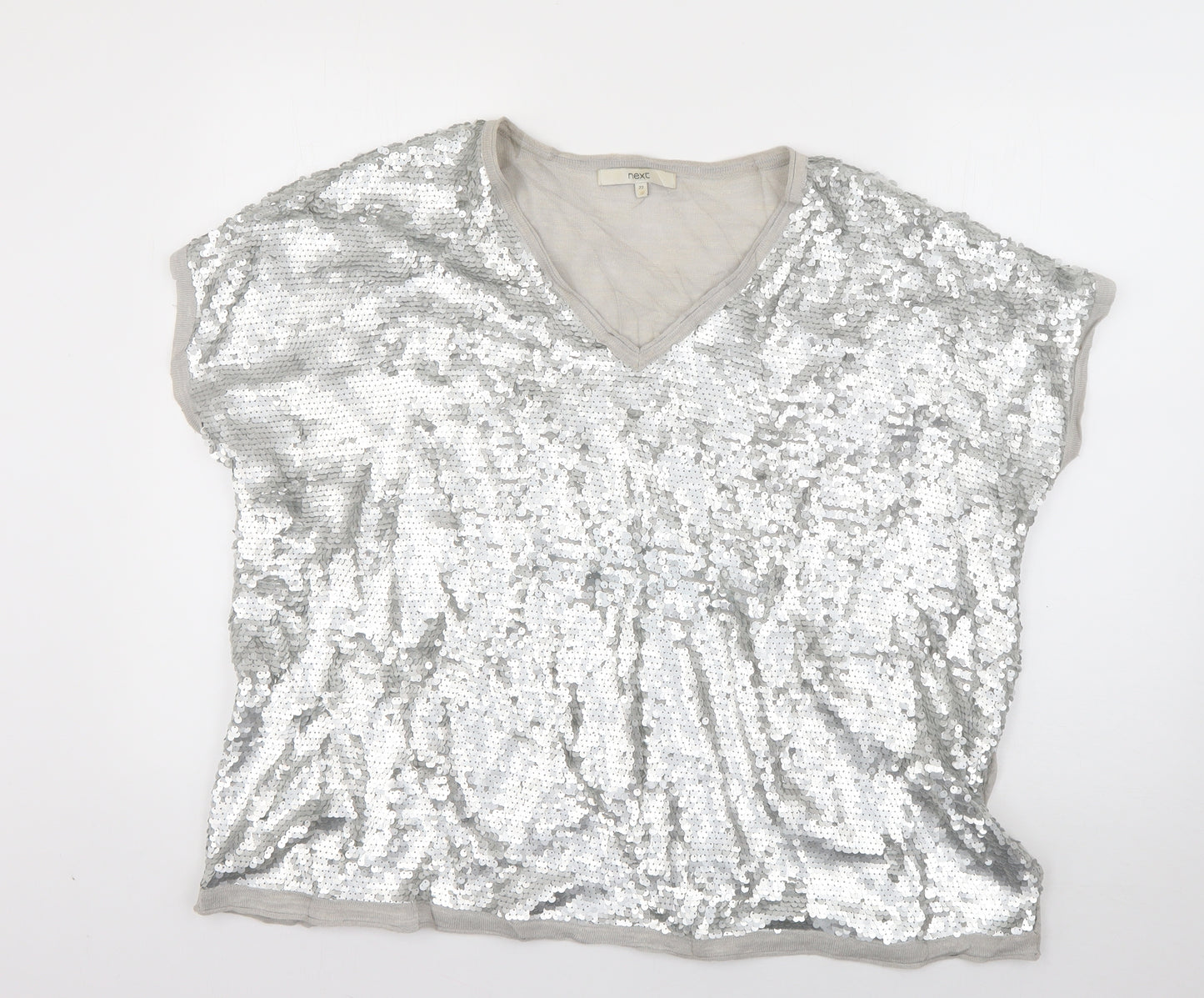 NEXT Womens Silver  Nylon Basic T-Shirt Size 22 Round Neck