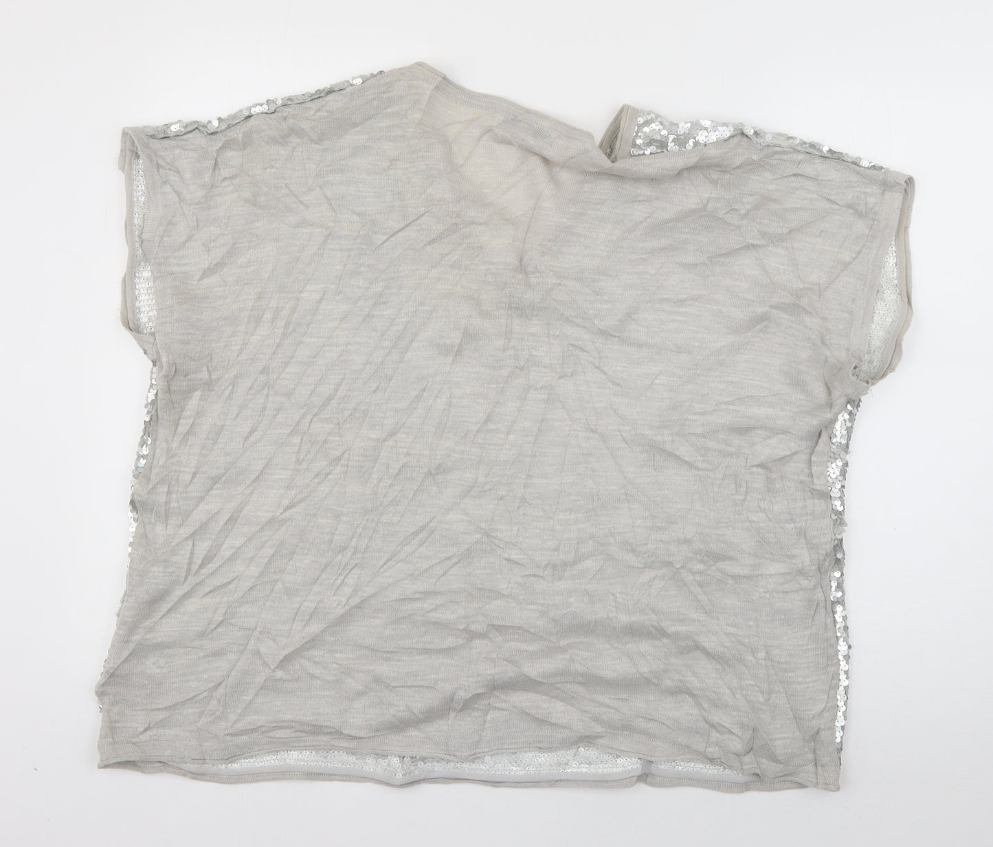 NEXT Womens Silver  Nylon Basic T-Shirt Size 22 Round Neck