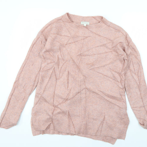 Monsoon Womens Pink Crew Neck  Acrylic Pullover Jumper Size S