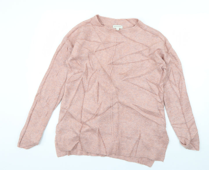 Monsoon Womens Pink Crew Neck Acrylic Pullover Jumper Size S