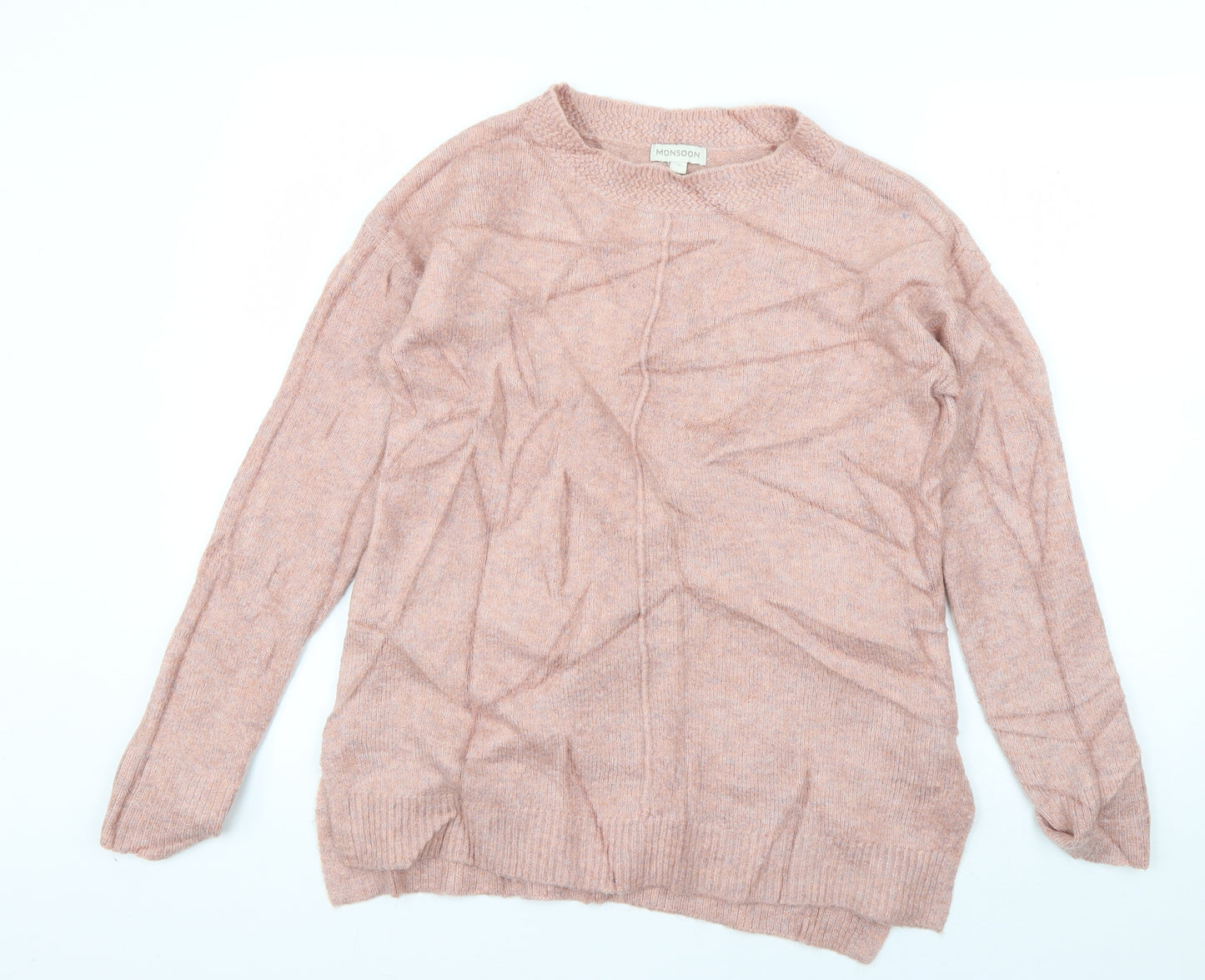 Monsoon Womens Pink Crew Neck  Acrylic Pullover Jumper Size S