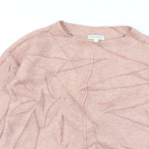 Monsoon Womens Pink Crew Neck  Acrylic Pullover Jumper Size S