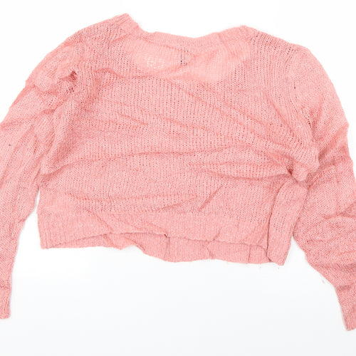 Divided Womens Pink Scoop Neck  Acrylic Pullover Jumper Size 10